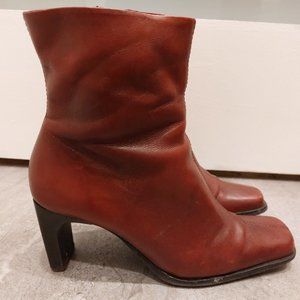 Aldo Burgundy Leather Ankle Boots